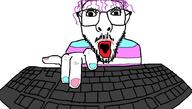 glasses keyboard lipstick pink_hair stubble tranny troon troonella typing variant:unknown // 1017x575 // 98.0KB
