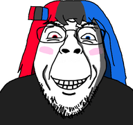 black_shirt blush creepy eyebrows female glasses hair heterochromia looking_at_you merge nintendo nintendo_switch nose ominous shadow smile soysuba stubble teeth variant:bernd variant:soysuba video_game white_background white_skin woman // 1200x1125 // 193.6KB