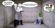 4soyjaks asylum barneyfag chud clothes doctor ear friday_night_funkin' frog froge glasses hat lee_goldson neutral padded_cell pedophile pepe scared schizo soyjak soyjak_party speech_bubble stubble subvariant:dr_soystein subvariant:neutralplier subvariant:soyak_(concerned) text thought_bubble variant:chudjak variant:markiplier_soyjak variant:soyak white_hair // 2100x1074 // 355.5KB