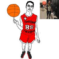 88 angry basketball clothes full_body glasses hand holding_object negro osamason redraw shoe soyjak variant:chudjak ywnbaw // 500x500 // 113.3KB