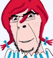 clothes fast_food freckles glasses mascot meta:tagme pigtails red_hair variant:cobson wendys wojakland // 640x701 // 170.3KB
