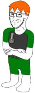 award closed_mouth clothes crossed_arms glasses green hair red_hair sean shemmy smile smug soygem_party stubble variant:soyak // 423x1104 // 140.3KB