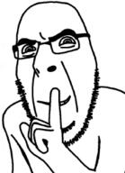 bald beard closed_mouth finger finger_over_mouth glasses shoulder shushing smile stubble variant:cobson // 184x255 // 26.3KB