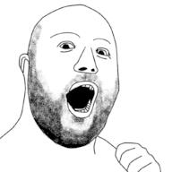 ear hand open_mouth soyjak stubble template variant:hot_sauce // 1024x1024 // 180.5KB