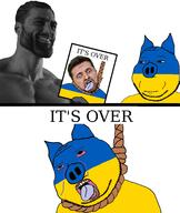 2soyjaks alternate animal bloodshot_eyes chad crying double_chin ear flag gigachad hanging irl its_over merge oink open_mouth pig pink_skin red_eyes rope russo_ukrainian_war small_eyes snout soyjak stubble subvariant:massjak subvariant:wholesome_soyjak suicide text tongue ukraine variant:bernd variant:gapejak volodymyr_zelenskyy white_skin yellow_teeth // 1157x1369 // 465.7KB