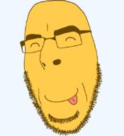 closed_eyes emoticon glasses happy licking licking_lips series:soymoji smile soyjak stubble tongue variant:cobson yellow yellow_skin // 775x849 // 35.8KB