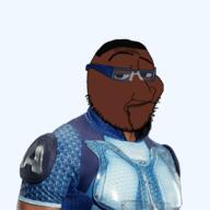 a_train bald black_skin closed_mouth eyebrows faded glasses megamind nigger smile smug soyjak stubble superhero the_boys variant:smugjak // 1080x1080 // 903.0KB