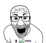 arm clothes glasses i_love open_mouth png soyjak stubble text tshirt variant:el_perro_rabioso // 427x400 // 43.6KB