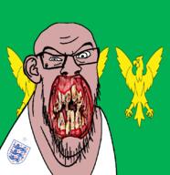 angry animal bird british caernarfonshire distorted eagle ear flag flag:caernarfonshire flower glasses hair irl lion open_mouth plant rotten_teeth soyjak stubble teeth united_kingdom variant:feraljak wales white_skin yellow_teeth you_were_one_i_ker // 1048x1081 // 367.0KB