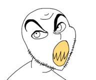 angry clenched_teeth soyjak stubble style_emulation tranny_artstyle variant:feraljak vivziepop yellow_teeth // 1296x1070 // 24.2KB