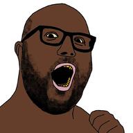 black_skin glasses soyjak stubble variant:hot_sauce // 1024x1024 // 199.8KB