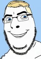 background beard blond blue_background blue_eyes glasses hair meta:ai_generated meta:not_oc smile thick_eyebrows trend:aryan variant:cobson // 432x626 // 30.2KB