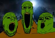 black_eyes glasses graveyard green_skin open_mouth soyjak soyjak_party soyjak_trio variant:gapejak variant:markiplier_soyjak variant:tony_soprano_soyjak yellow_teeth zombie zombies // 828x581 // 211.1KB