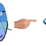 animated blue_skin calm closed_eyes closed_mouth gem glasses hand pointing smile soyjak stubble variant:cobson // 1200x675 // 177.1KB