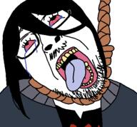 bloodshot_eyes clothes crying funamusea glasses hair hanging heller open_mouth rope stubble track_suit tranny variant:bernd white_background // 450x417 // 14.9KB