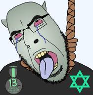 ack award bloodshot_eyes crying deviant deviantard deviantart deviantart_user ear fella grey_skin hanging rope rotten_teeth star_of_david text tongue variant:cobson // 1044x1069 // 154.0KB