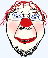 blush clown clown_nose eyebrows eyelashes glasses hair lipstick meta:tagme nose red_eyes smile soyjak stubble variant:bernd // 531x642 // 48.8KB