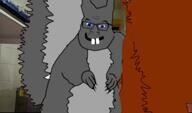 animal blue_eyes buck_teeth closed_mouth glasses grey_squirrel mustache smile soyjak subvariant:feralsquirrel tail trend:squirreljakking variant:feraljak video // 1828x1080, 8.1s // 1.0MB