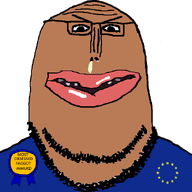 amerimutt angry award bald beard big_lips blue_shirt booger brown_skin european_union eyebrows flag:european_union glasses lips mixed most_obsessed_faggot_award mouth mouth_open mutt nose series:fusionjaks star subvariant:euromutt subvariant:impish_amerimutt teeth transparent_background variant:impish_soyak_ears // 627x627 // 37.2KB