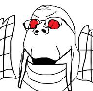 antenna bug fly glasses open_mouth red_eyes soyjak variant:gapejak // 814x800 // 79.5KB