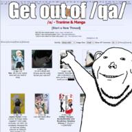 4chan anime get_out_of_qa pointing qa_(4chan) soyjak text variant:impish_soyak_ears variant:two_pointing_soyjaks // 984x984 // 794.7KB