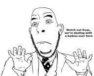 arm badass closed_mouth clothes ear frown hand necktie neil_degrasse_tyson rage_comic soyjak stubble suit text variant:cobson // 477x385 // 89.0KB