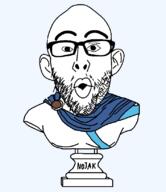 bust clothes ear glasses open_mouth soyjak statue stubble text variant:nojak // 704x816 // 23.8KB