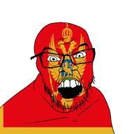 angry country flag glasses jacksepticeye looking_at_you montenegro mustache open_mouth soyjak stubble teeth variant:feraljak youtube // 1500x1500 // 81.3KB