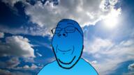 blue_skin calm closed_eyes closed_mouth glasses irl_background sky smile soyjak stubble subvariant:wholesome_soyjak variant:gapejak wallpaper // 1920x1080 // 1.9MB