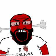 angry animated arm beard clothes fume glasses heart open_mouth poyopoyo poyunpoyun red_skin soyjak subvariant:science_lover text tshirt variant:markiplier_soyjak // 400x395 // 873.0KB