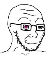 anime dragon_ball glasses red_eyes smile soyjak stubble variant:soyak // 708x880 // 19.0KB