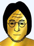 eyebrows forehead_lines glasses gold hair mouth_closed nose shiny soyjak stubble variant:lennonjak // 144x192 // 26.8KB