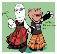 2soyjaks amerimutt aryan birdie blue_eyes brown_skin friendship holding_hand mayo mexico mixed poland polish pooner subvariant:impish_amerimutt subvariant:nucob toss variant:cobson variant:impish_soyak_ears white_skin // 900x851 // 965.8KB