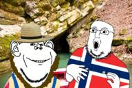 2soyjaks amish beard boat cave clothes ear glasses hat irl_background open_mouth pennsylvania smile soyjak straw_hat stubble variant:impish_soyak_ears variant:norwegian // 1740x1160 // 3.4MB
