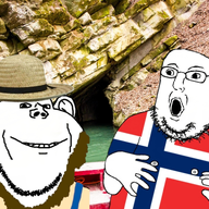 2soyjaks amish beard boat cave clothes ear glasses hat irl_background open_mouth pennsylvania smile soyjak straw_hat stubble variant:impish_soyak_ears variant:norwegian // 1740x1160 // 3.4MB