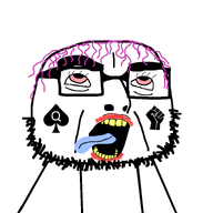 ack blm_logo bloodshot_eyes bnwo eyebrows glasses hair lipstick meta:namefags olgol_(spadedfaggot) purple_hair queen_of_spades spade stubble subvariant:olgolstein tongue tranny variant:cobson white_skin yellow_teeth // 763x763 // 45.1KB