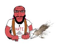 angry arm balding beard closed_mouth dust glasses hair hand holding_object i_hate punisher_face red_skin soyjak subvariant:science_lover text vacuum variant:markiplier_soyjak // 1473x1131 // 506.0KB