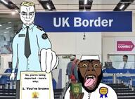 2soyjaks airport arm beard buff clothes crying glasses hand hat islam open_mouth soyjak subvariant:chudjak_front subvariant:muscular_chud text tonghe united_kingdom variant:bartender variant:bernd variant:chudjak yellow_hair // 692x507 // 68.5KB