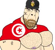 amazigh baseball_cap beard berber brown_eyes closed_mouth clothes facial_mark flag:tunisia glasses hairy hat nipple sandnigger shitskin soyjak star_and_crescent stubble tunisia variant:cobson white_skin // 1000x918 // 165.3KB