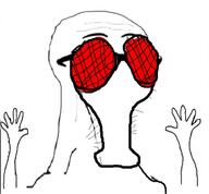 arm bug fly glasses hand hands_up large_eyes meta:tagme no_mouth red_eyes soyjak subvariant:wewjak variant:soyak // 640x592 // 80.4KB
