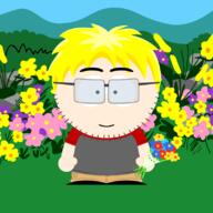 drawn_background flower full_body glasses nate plant redraw smile south_park stubble variant:soyak yellow_hair // 800x800 // 152.5KB