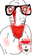 bald blood body brain brainlet glasses horror soyjak stubble variant:horseniggerson variant:vlodson vlodson_will_never_be_a_gem yellow_teeth // 597x1009 // 585.7KB