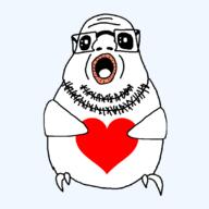 beard bird glasses heart holding_object oh_my_god_she_is_so_attractive open_mouth transparent_background variant:budgiejak // 1080x1080 // 102.1KB