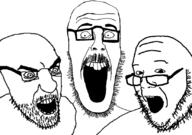 3soyjaks glasses nu_trio open_mouth stubble variant:beastjak variant:burnsjak variant:kliksjak // 828x581 // 47.8KB