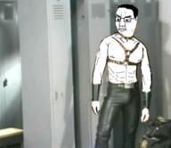 artist:Rhubarb_15 belt eyebrows frown gachimuchi glasses hair leather leather_harness locker looking_to_the_left muscles redraw serious spiked_collar van_darkholme variant:chudjak white_skin // 370x320 // 141.1KB