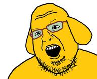 animal dog ear glasses janny open_mouth soyjak stubble variant:shotjak yellow_skin // 500x406 // 59.6KB