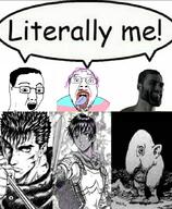 artist:conservativewaluigi beard berserk casca chud gigachad glasses guts_(berserk) literally_me manga nas:gigachad open_mouth purple_hair speech_bubble tongue tranny troon variant:bernd variant:chudjak yellow_teeth // 564x684 // 389.7KB