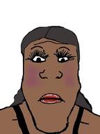 bra brown_skin curly_hair female lips lipstick makeup subvariant:neutralplier variant:markiplier_soyjak // 600x800 // 102.6KB