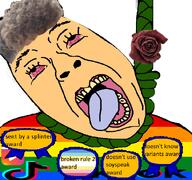 award bloodshot_eyes brown_hair crying flag:lgbt_pride_flag flag:minor_attracted_person gay hanging instagram instagram_reels map_(pedophile) meta:not_oc open_mouth pedophile rope soyjak tan_skin text tiktok variant:bernd wilted_rose zoomer // 600x562 // 179.6KB