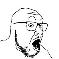 bald excited glasses open_mouth soyjak stubble variant:stoiss // 400x400 // 7.2KB